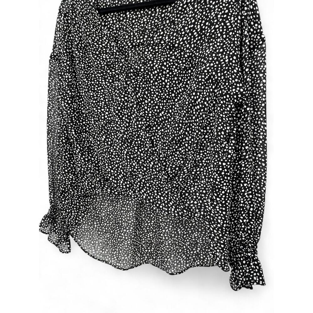 AllSaints S Penny Splash Crossover Top Blouse Shirt Dots Women Ruffle Wrap Vneck - Picture 4 of 6